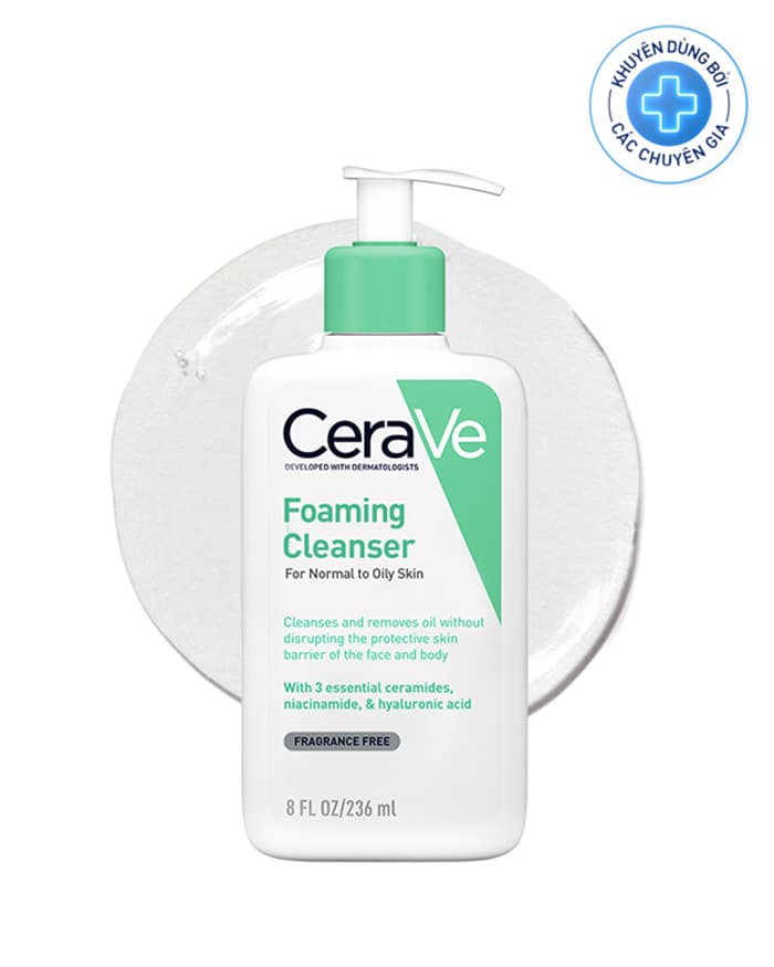 Sữa rửa mặt tạo bọt CeraVe Foaming Facial Cleanser cho da thường đến da dầu