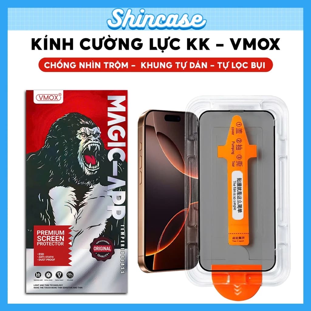 Cường lực iPhone KK VMOX tự dán chống nhìn trộm