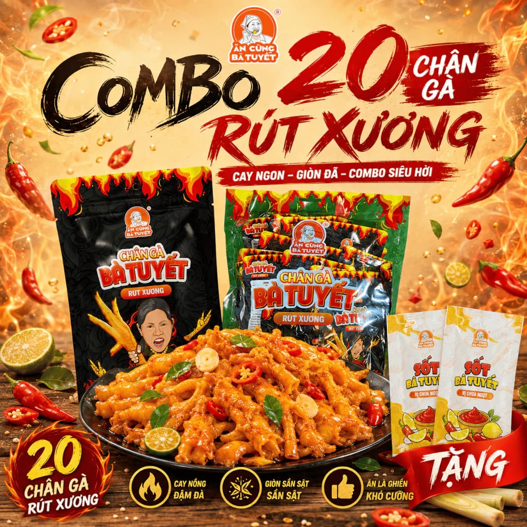 Combo 20 chân gà rút xương tê cay