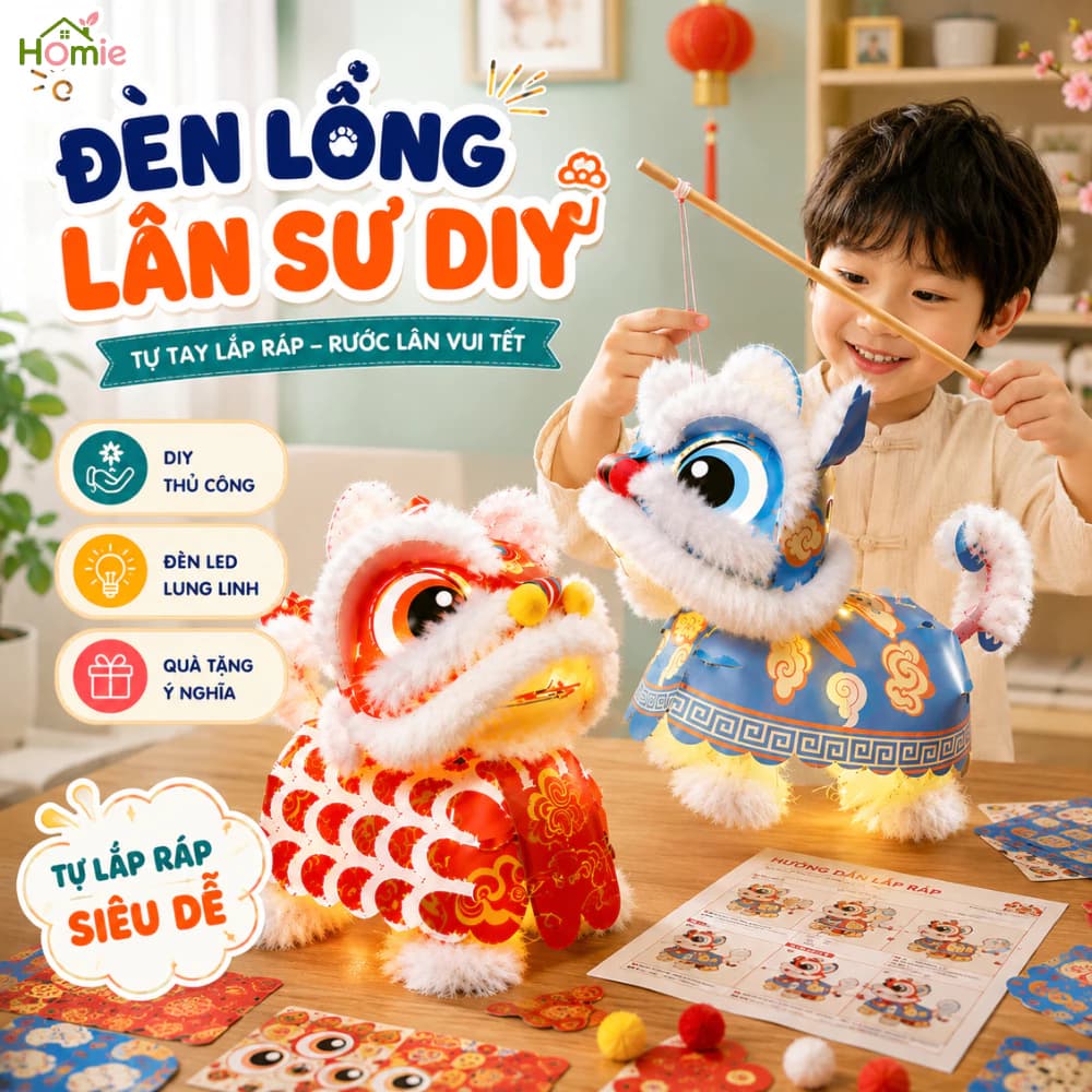 Đèn lồng lân sư thủ công cho bé HOMIE