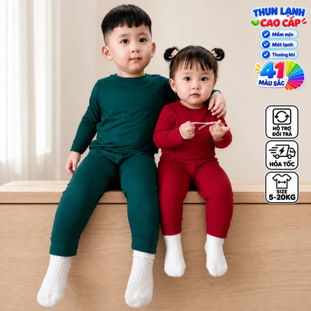 Bộ quần áo thun lạnh MDKIDS cho bé 5–15kg