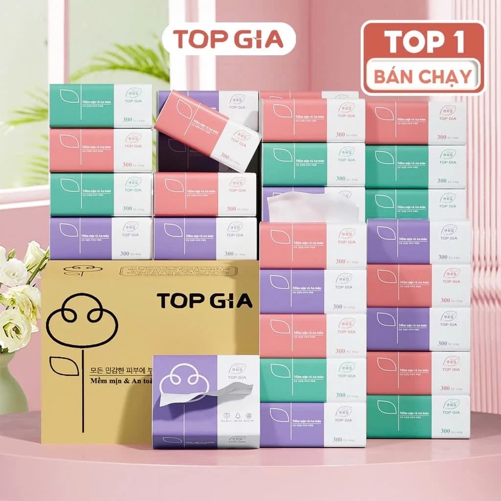 Thùng giấy ăn rút TopGia 4 lớp